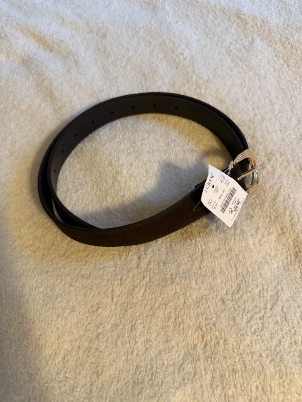 J Crew Women’s Genuine Suede Belt in Brown, M/L, Oval Bucket Suede Belt, NWT